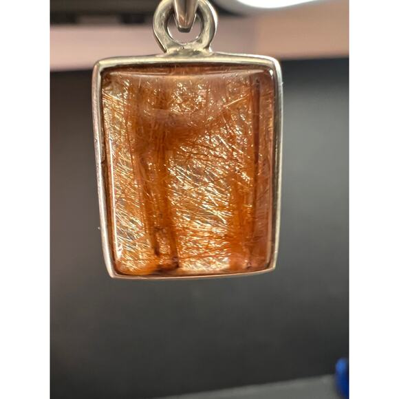 Vintage Nature Company Copper Rutilated Quartz Pendant 925 Sterling Silver - Picture 4 of 16
